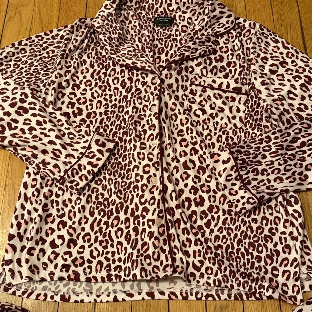 2-Pc KATE SPADE Pale Pink Brown Leopard Super Soft size M EUC